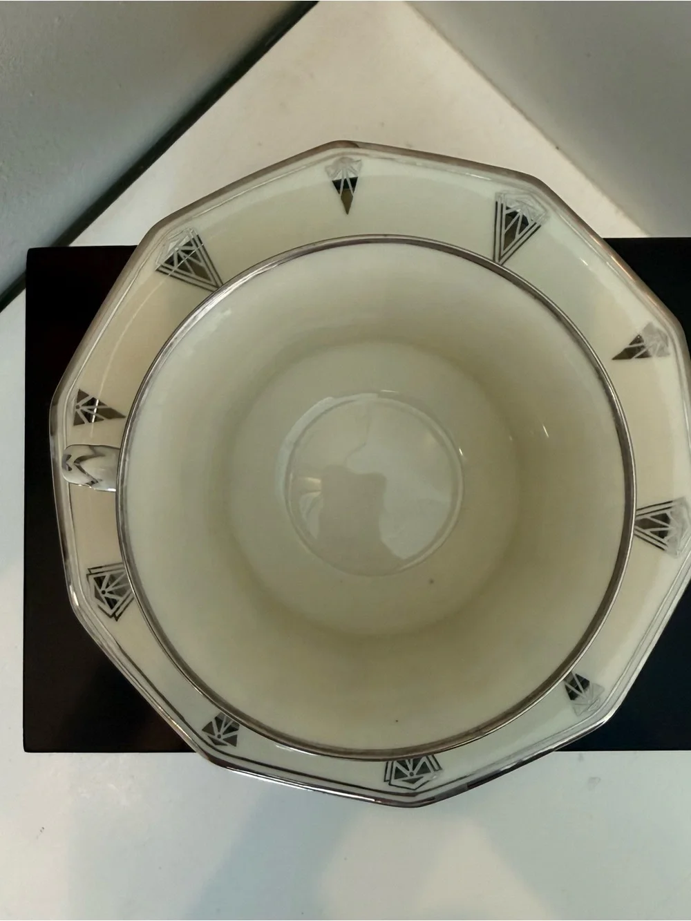 Community China Deauville Cup & Saucer Bavaria Germany Art Deco Platinum Trim